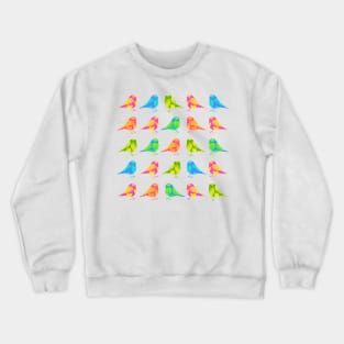 Cute little colourful birds with hearts Crewneck Sweatshirt